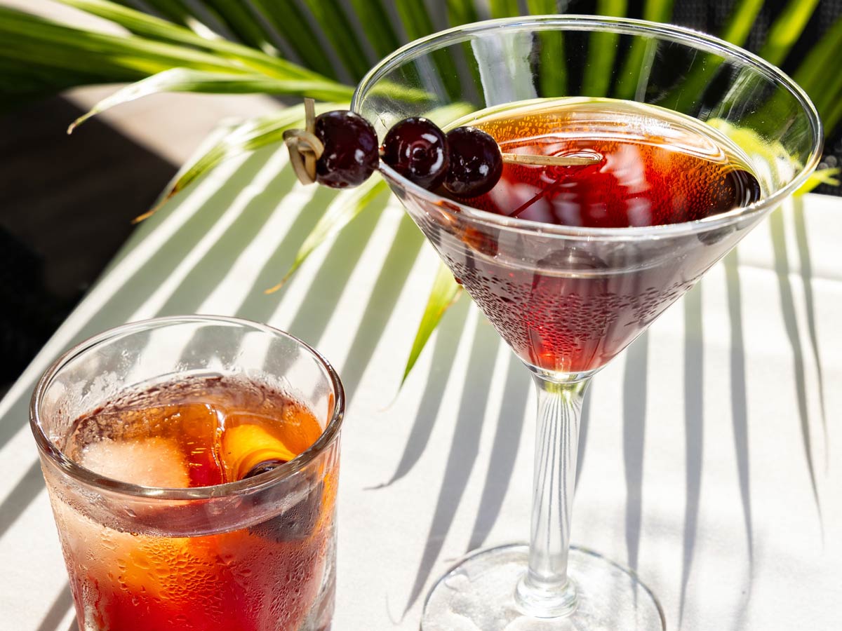 2 drinks on table